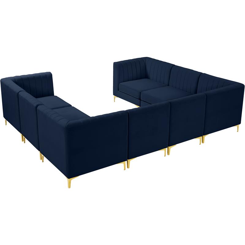 Meridian Furniture Alina Navy Velvet Modular Sectional