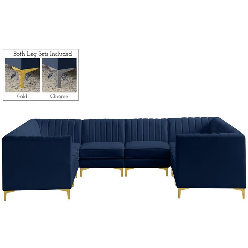 Meridian Furniture Alina Navy Velvet Modular Sectional