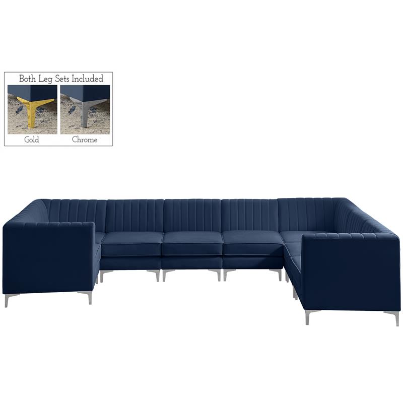 Meridian Furniture Alina Navy Velvet Modular Sectional