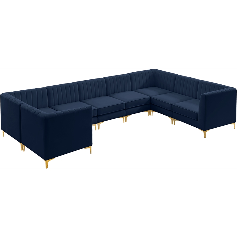 Meridian Furniture Alina Navy Velvet Modular Sectional