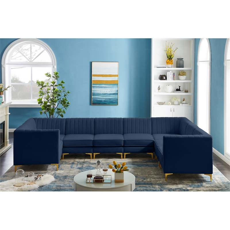 Meridian Furniture Alina Navy Velvet Modular Sectional