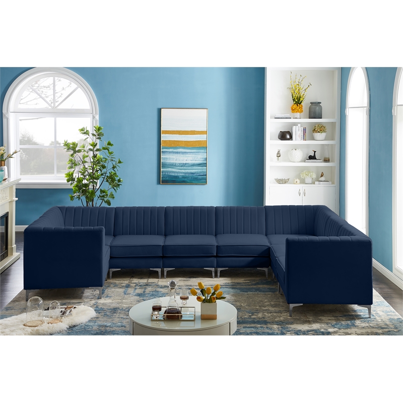 Meridian Furniture Alina Navy Velvet Modular Sectional