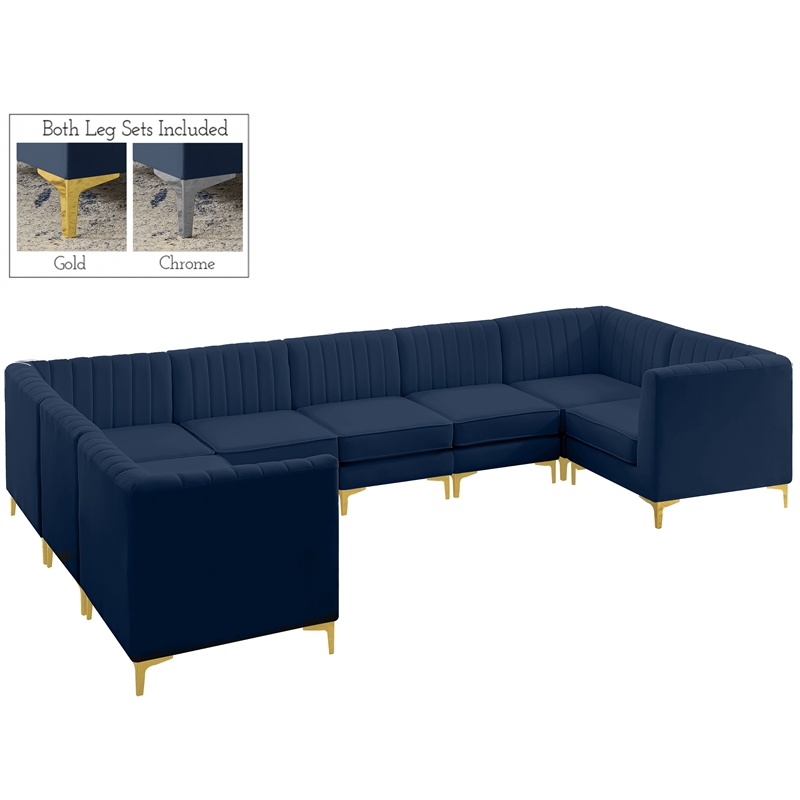 Meridian Furniture Alina Navy Velvet Modular Sectional