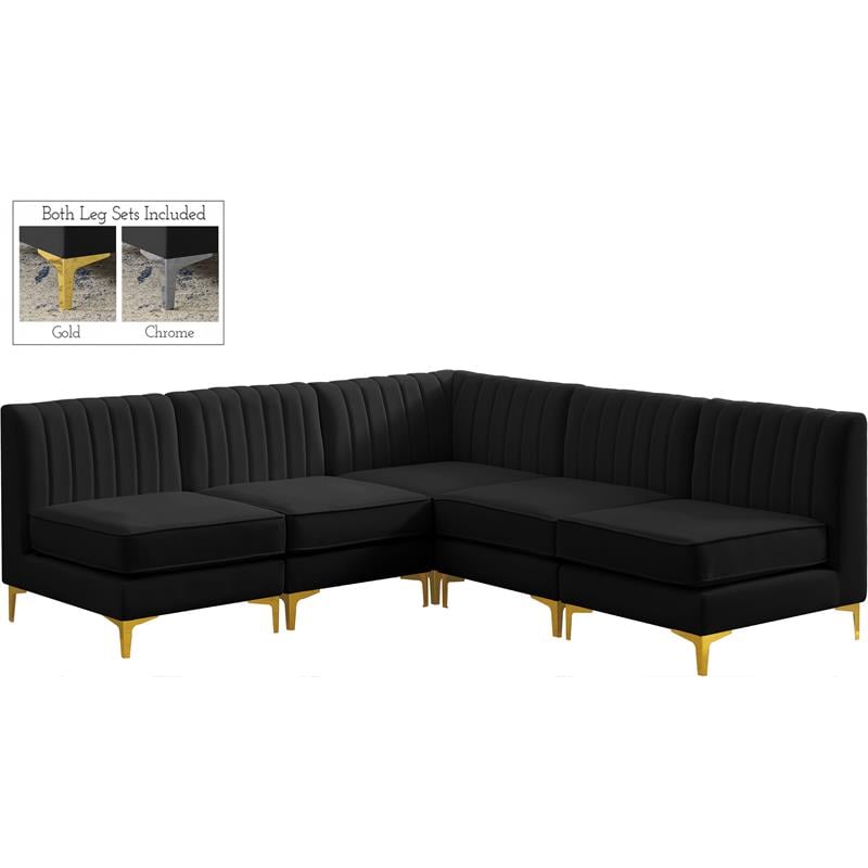 Meridian Furniture Alina Black Velvet Modular Sectional