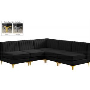 Meridian Furniture Alina Black Velvet Modular Sectional