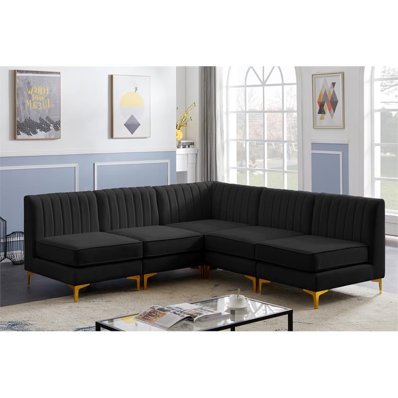 Meridian Furniture Alina Black Velvet Modular Sectional