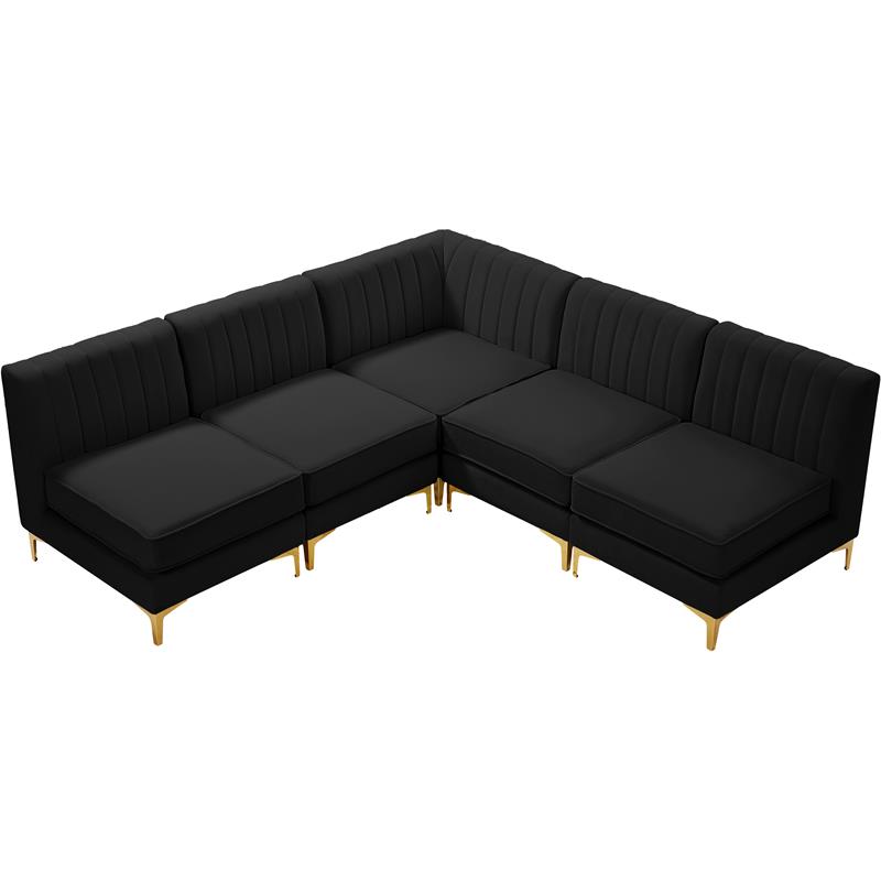 Meridian Furniture Alina Black Velvet Modular Sectional