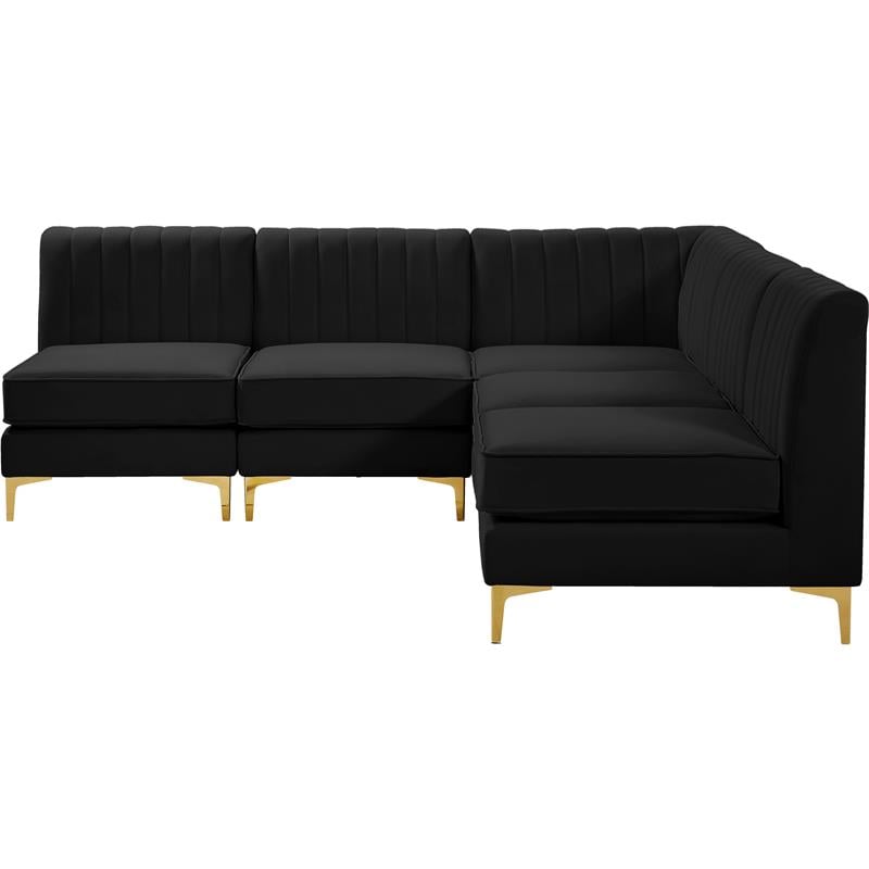 Meridian Furniture Alina Black Velvet Modular Sectional