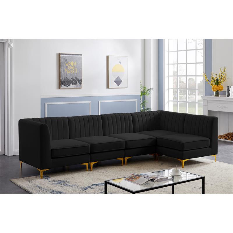 Meridian Furniture Alina Black Velvet Modular Sectional