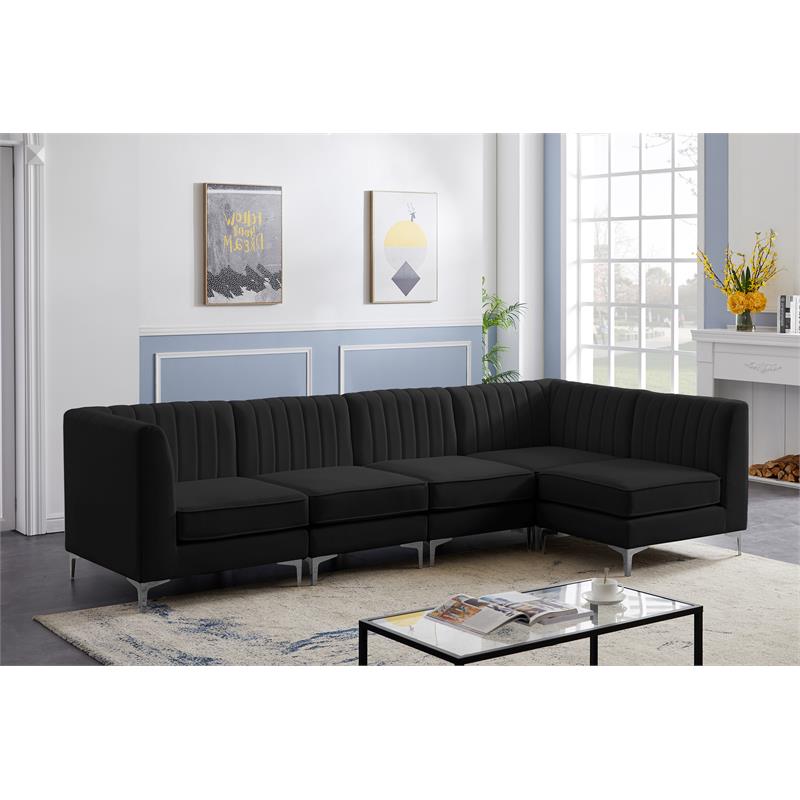 Meridian Furniture Alina Black Velvet Modular Sectional
