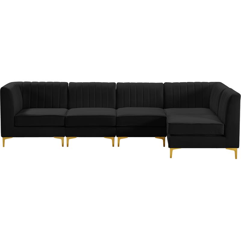 Meridian Furniture Alina Black Velvet Modular Sectional
