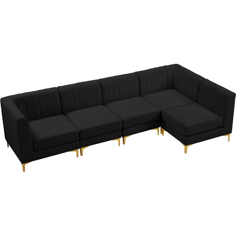 Meridian Furniture Alina Black Velvet Modular Sectional