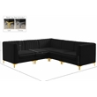 Meridian Furniture Alina Black Velvet Modular Sectional