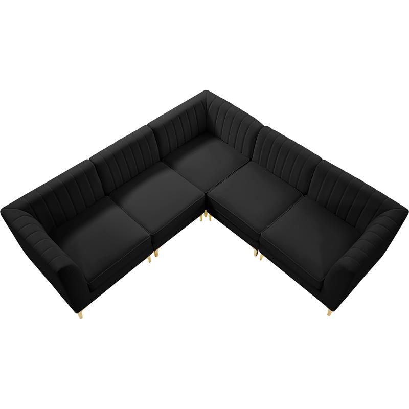 Meridian Furniture Alina Black Velvet Modular Sectional