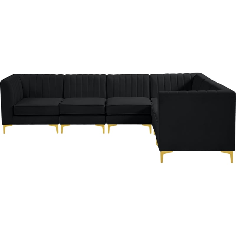 Meridian Furniture Alina Black Velvet Modular Sectional