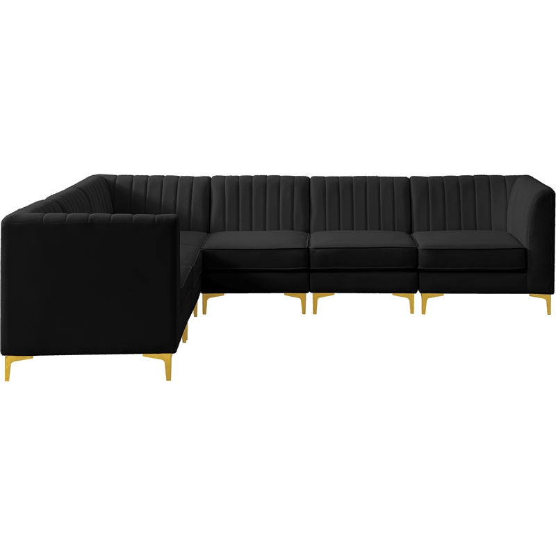 Meridian Furniture Alina Black Velvet Modular Sectional