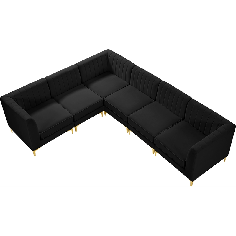Meridian Furniture Alina Black Velvet Modular Sectional