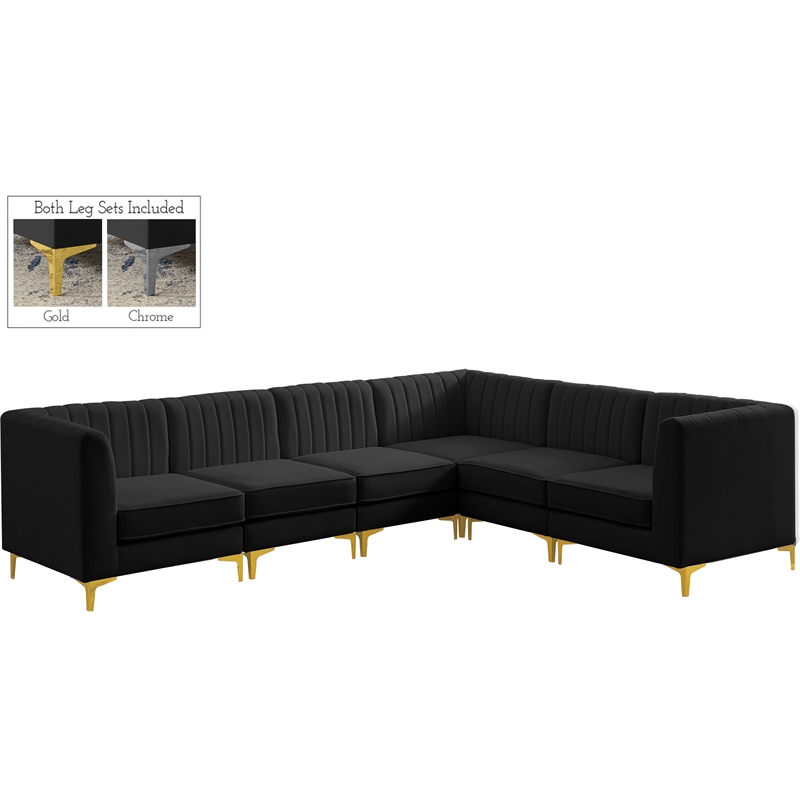 Meridian Furniture Alina Black Velvet Modular Sectional