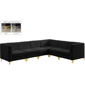 Meridian Furniture Alina Black Velvet Modular Sectional
