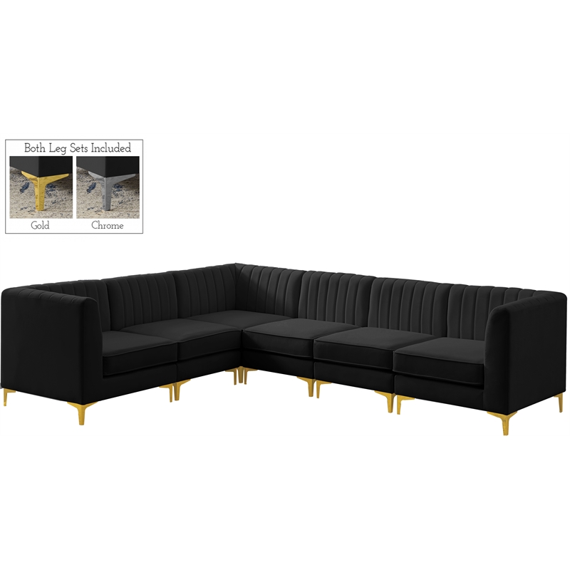 Meridian Furniture Alina Black Velvet Modular Sectional