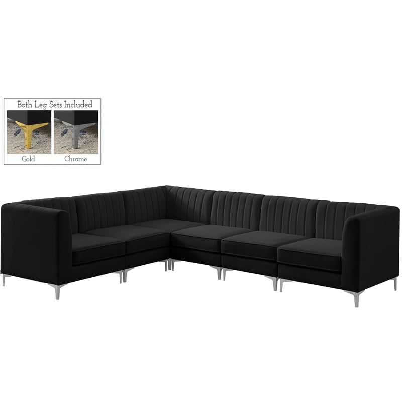 Meridian Furniture Alina Black Velvet Modular Sectional