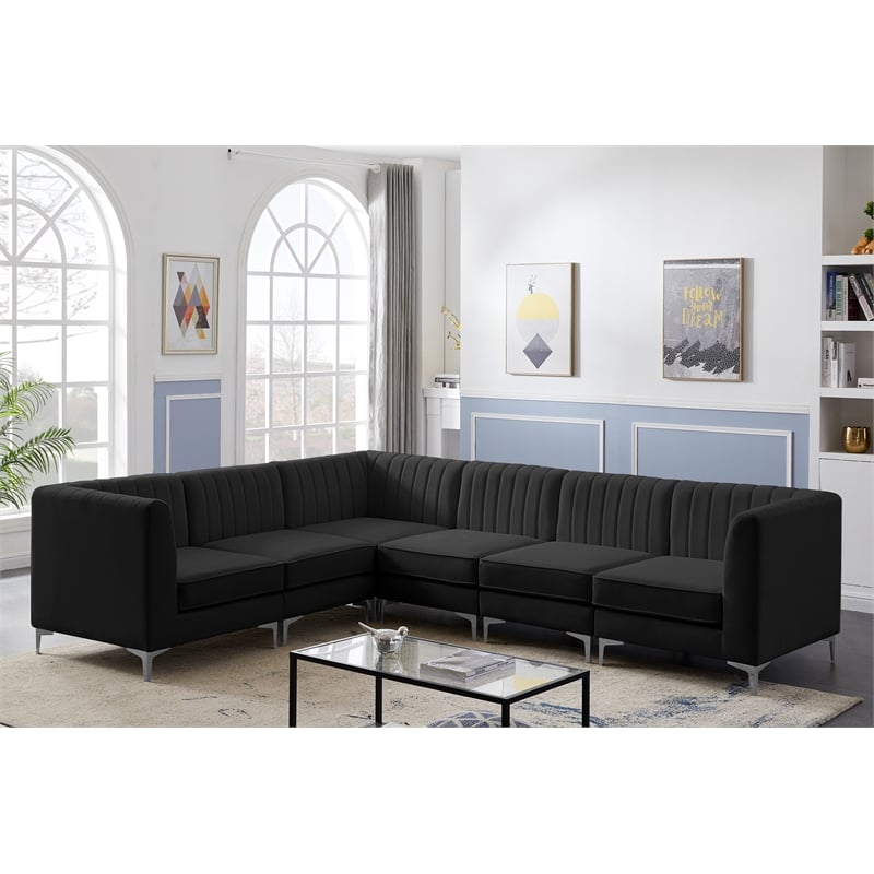 Meridian Furniture Alina Black Velvet Modular Sectional