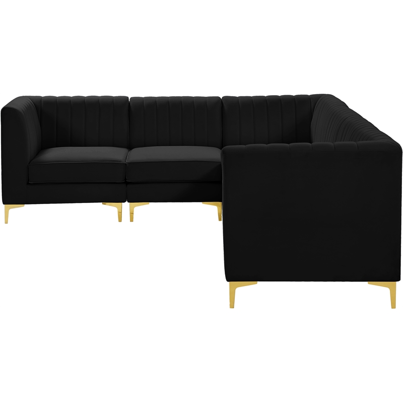 Meridian Furniture Alina Black Velvet Modular Sectional