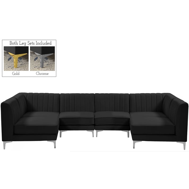 Meridian Furniture Alina Black Velvet Modular Sectional
