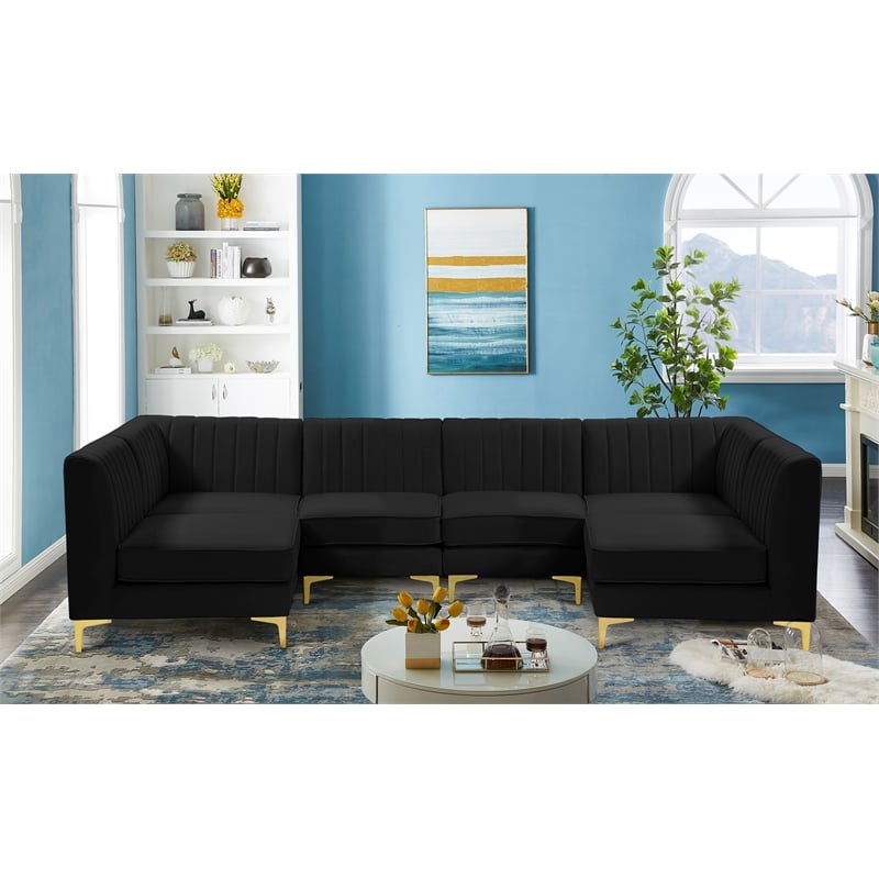 Meridian Furniture Alina Black Velvet Modular Sectional