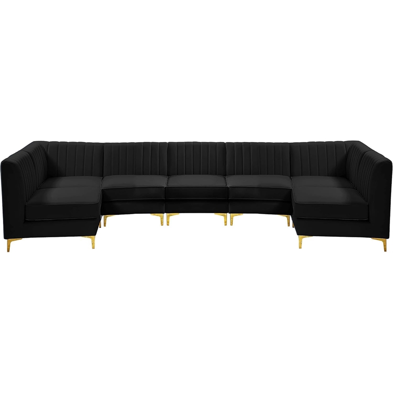 Meridian Furniture Alina Black Velvet Modular Sectional