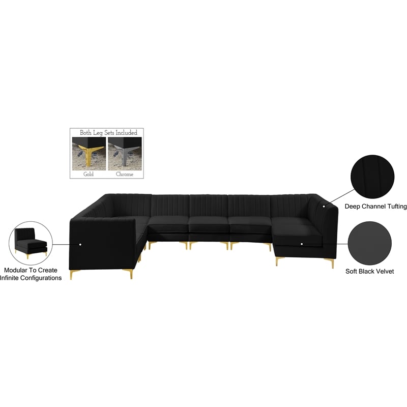 Meridian Furniture Alina Black Velvet Modular Sectional