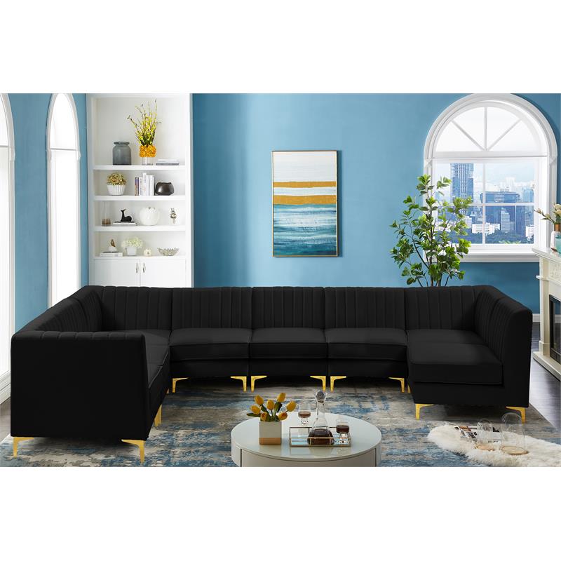 Meridian Furniture Alina Black Velvet Modular Sectional