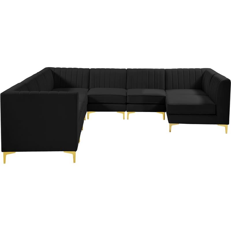 Meridian Furniture Alina Black Velvet Modular Sectional
