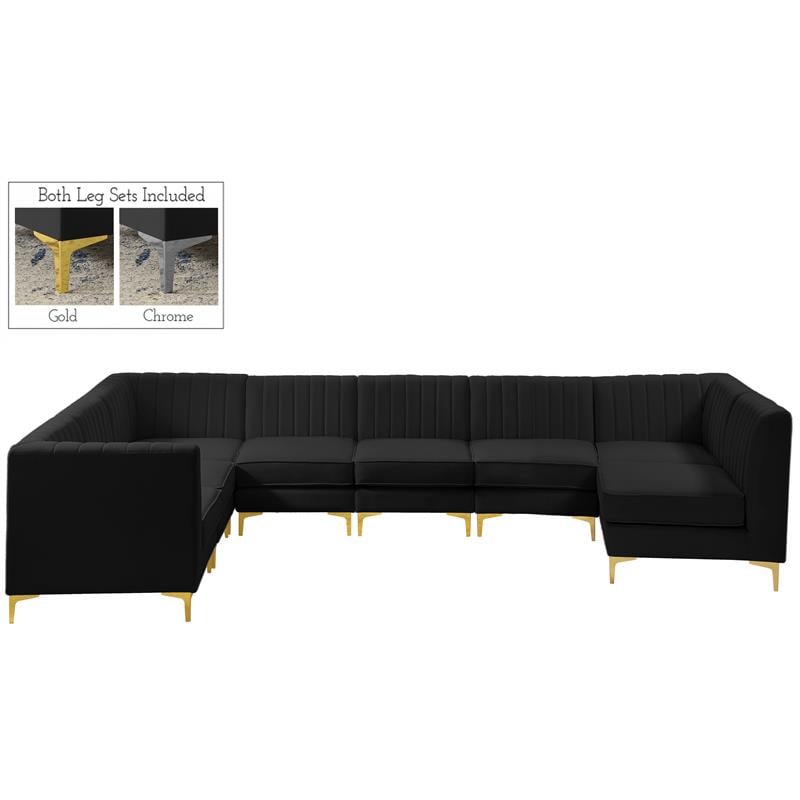 Meridian Furniture Alina Black Velvet Modular Sectional