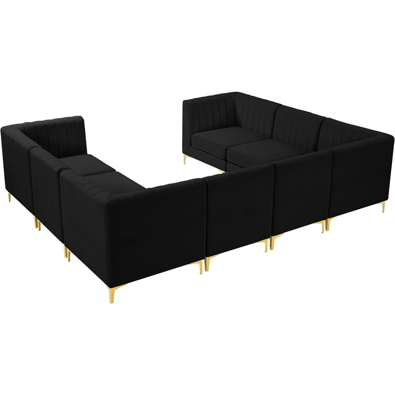 Meridian Furniture Alina Black Velvet Modular Sectional