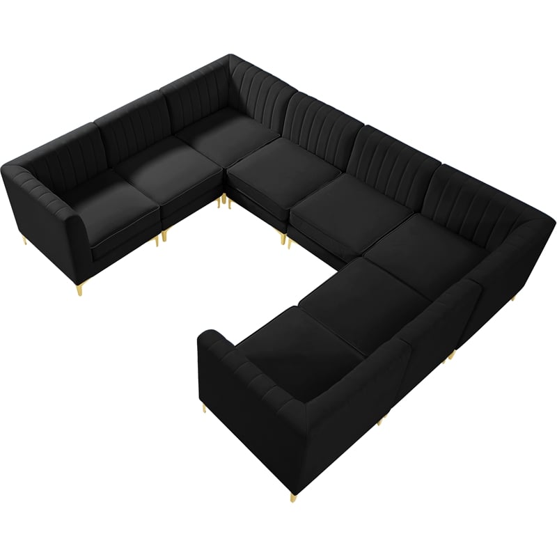 Meridian Furniture Alina Black Velvet Modular Sectional