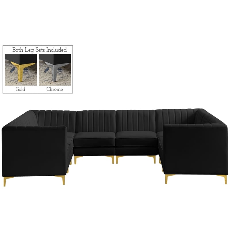 Meridian Furniture Alina Black Velvet Modular Sectional