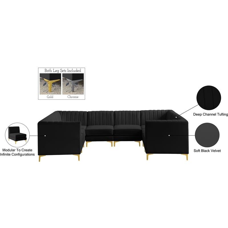 Meridian Furniture Alina Black Velvet Modular Sectional