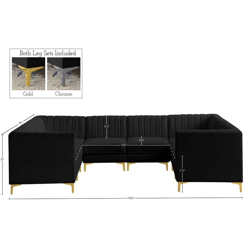 Meridian Furniture Alina Black Velvet Modular Sectional