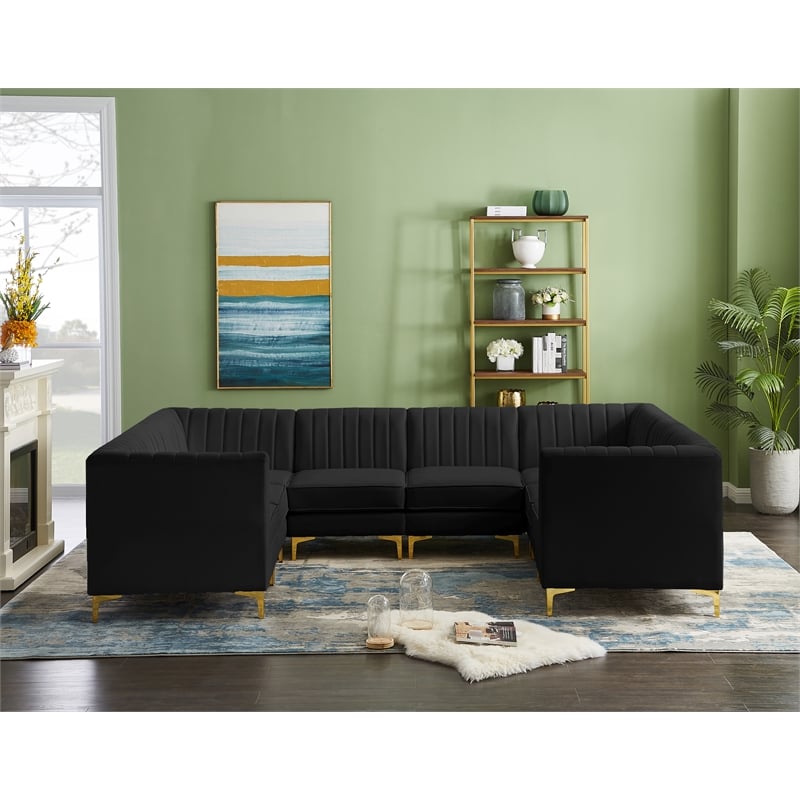 Meridian Furniture Alina Black Velvet Modular Sectional