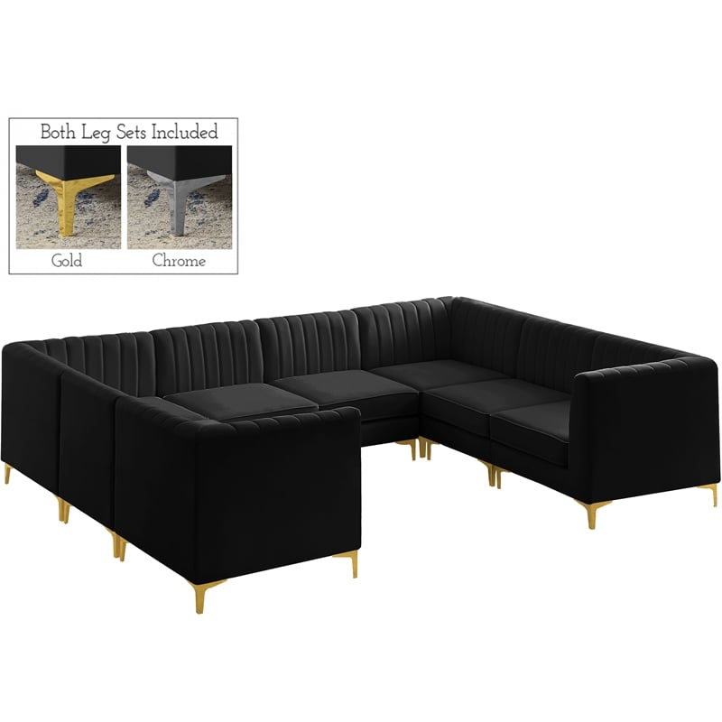 Meridian Furniture Alina Black Velvet Modular Sectional