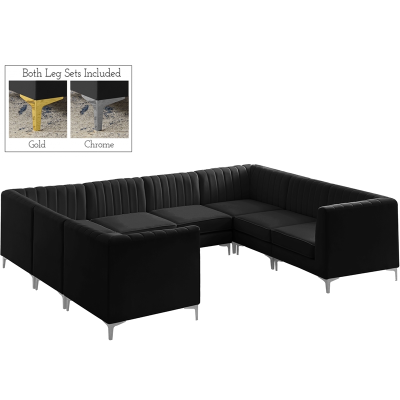 Meridian Furniture Alina Black Velvet Modular Sectional