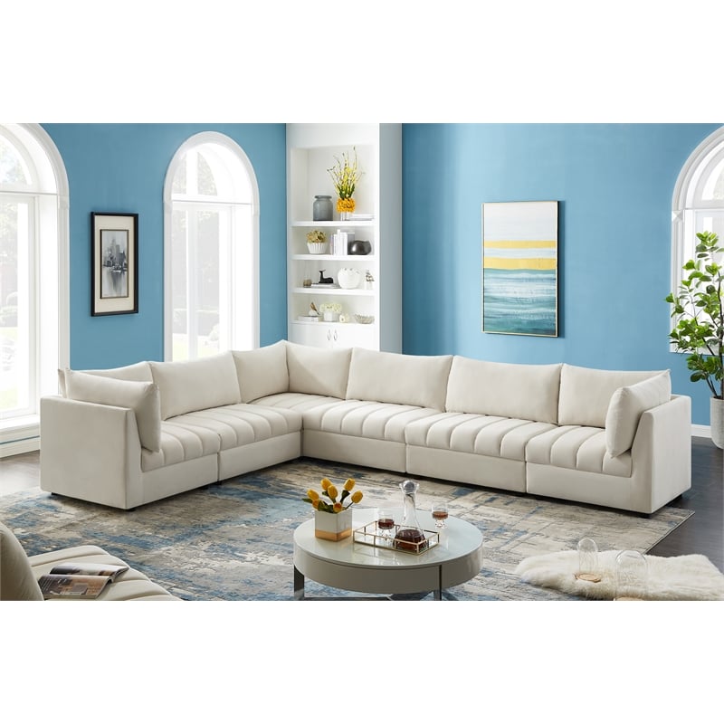 Meridian Furniture Jacob Cream Velvet Modular Sectional