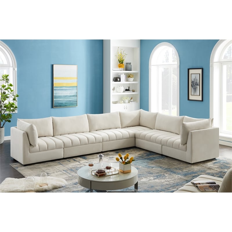 Meridian Furniture Jacob Cream Velvet Modular Sectional