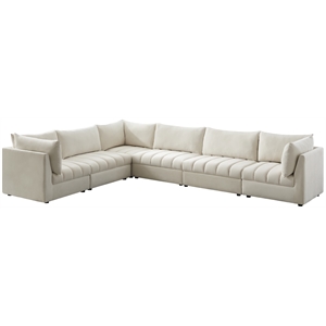 meridian furniture jacob cream velvet modular sectional