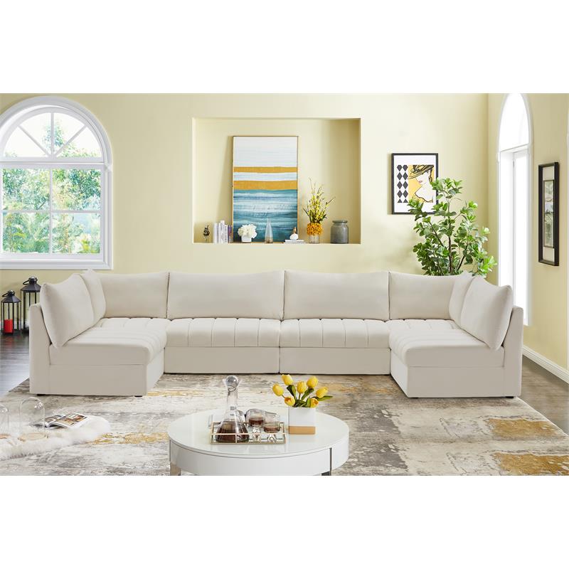 Meridian Furniture Jacob Cream Velvet Modular Sectional