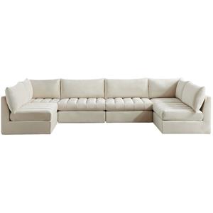 meridian furniture jacob cream velvet modular sectional