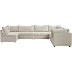 meridian furniture jacob cream velvet modular sectional