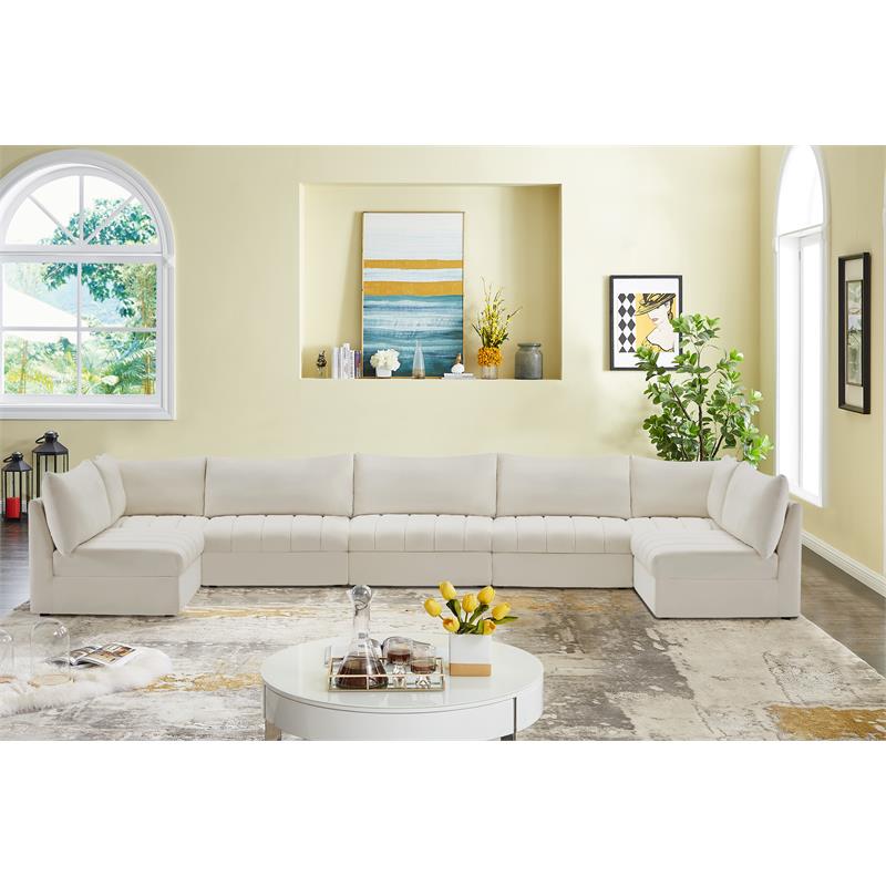Meridian Furniture Jacob Cream Velvet Modular Sectional