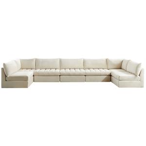 meridian furniture jacob cream velvet modular sectional